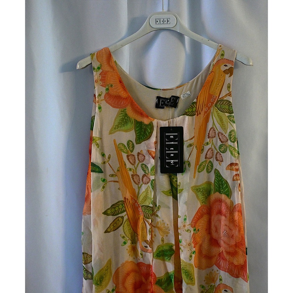 Etern Floral Parrot Silk Blend Maxi Dress - Picture 3 of 7